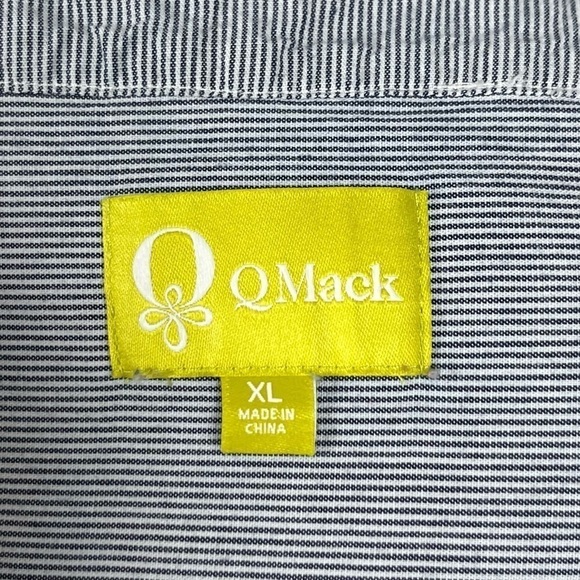 QMack 100% cotton blue white micro stripe popover roll sleeve top, size XL. - Picture 8 of 10